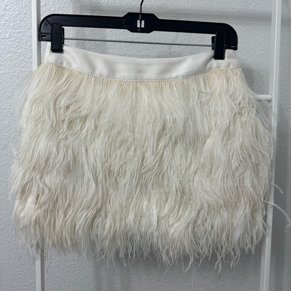 Express Off White Faux Feather Skirt